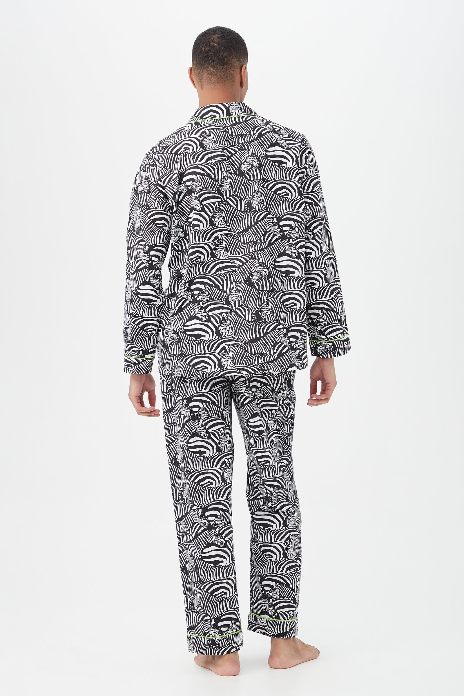 Zebra Safari Men's Long Sleeve Long Pant Poplin PJ Set
