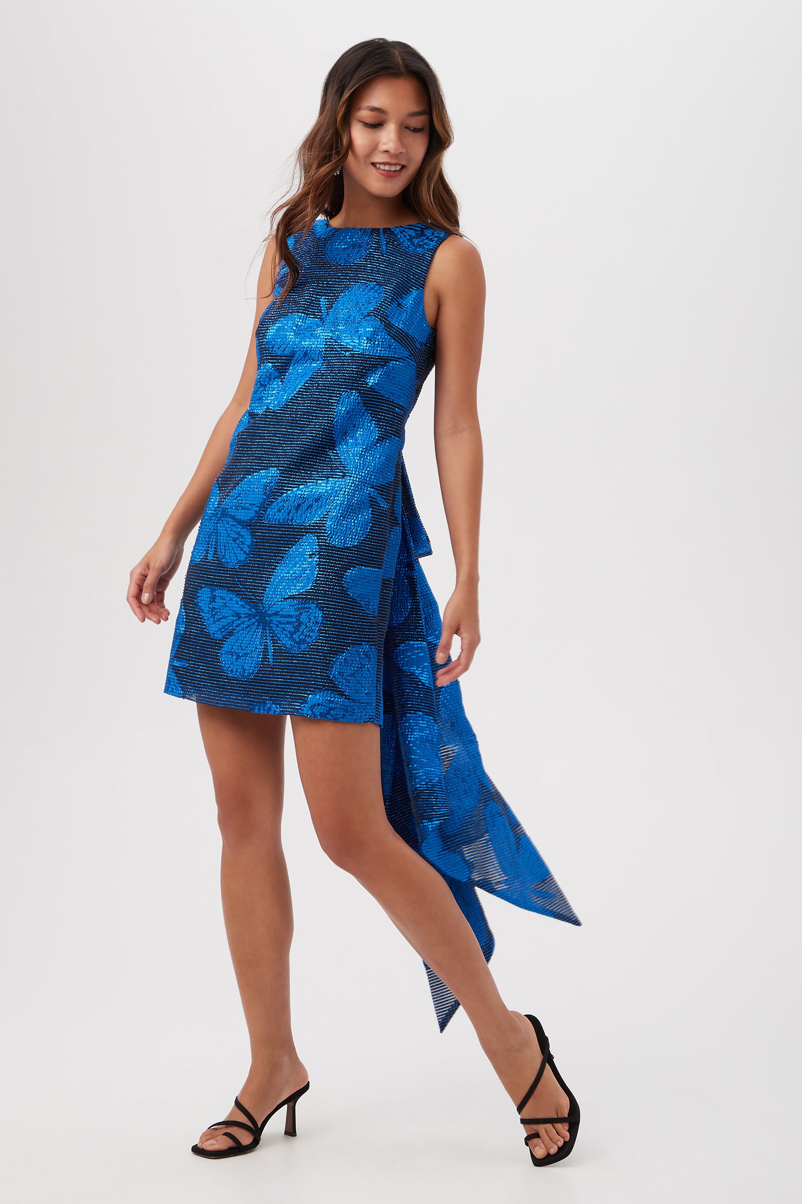 Savia Butterfly Organza Sleeveless Shift Dress