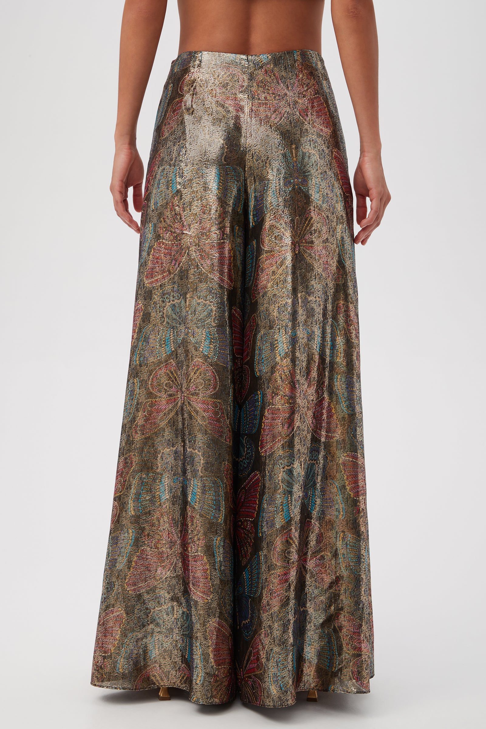 Siya Butterfly Print Silk Wide Leg Pant