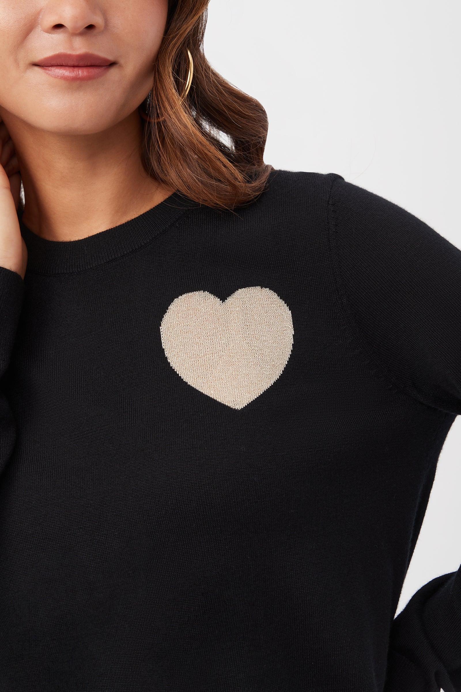 Gold Heart Merino Wool Crewneck Sweater