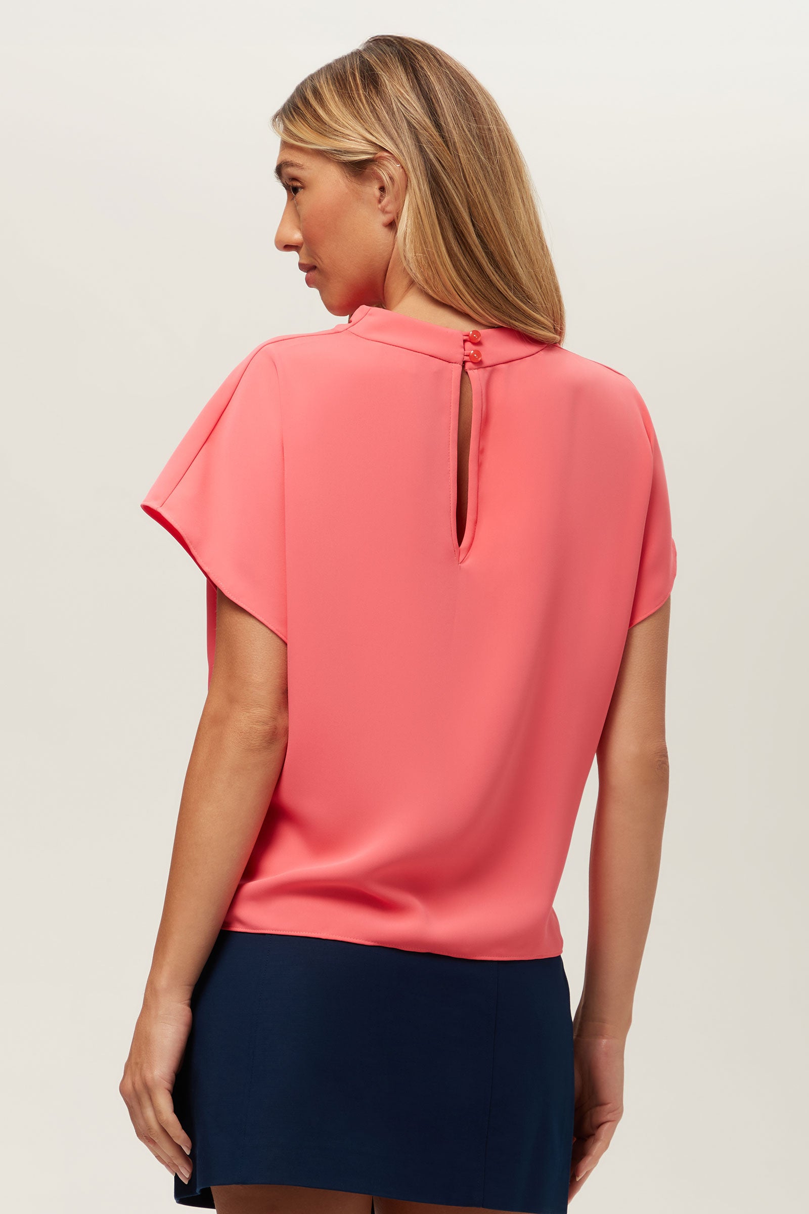 Bisque Short-Sleeve Funnel Neck Top