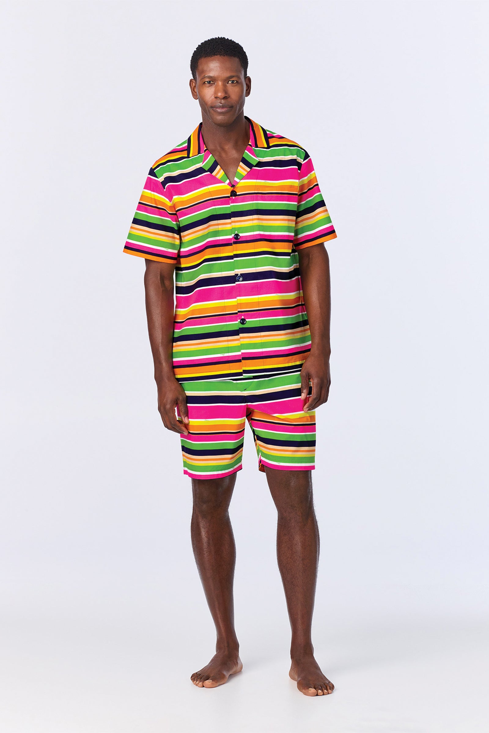 MT SS Boxer PJ Set - Poolside Stripe Poplin