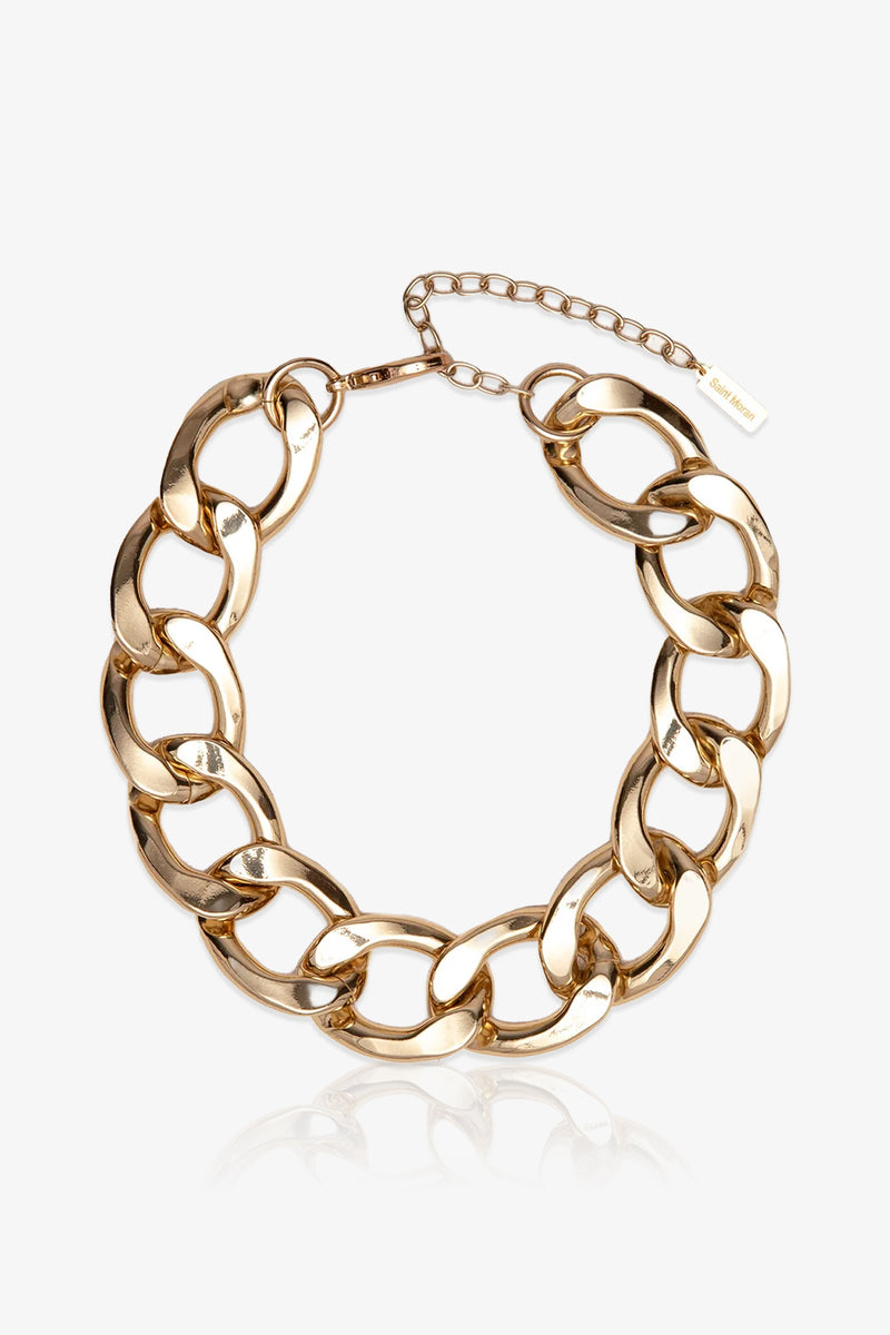 The Azlin Chain Necklace, featuring large oval links and an adjustable clasp, is displayed on a white background.