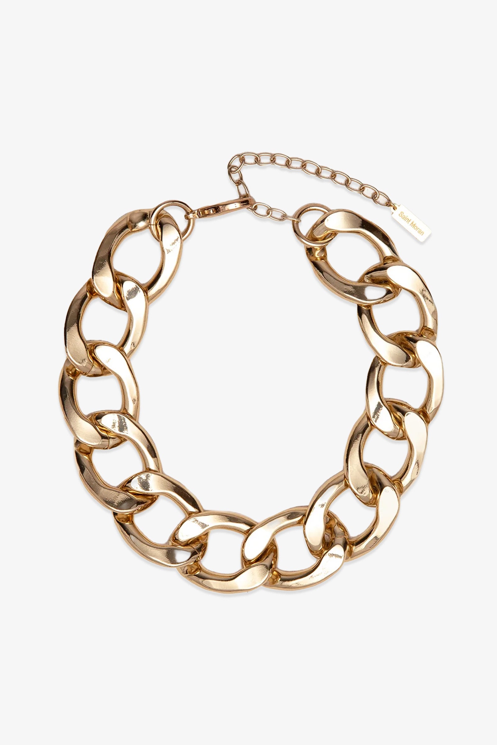 Azlin Chain Necklace featuring chunky, large oval links and an adjustable extender chain, displayed on a white background.
