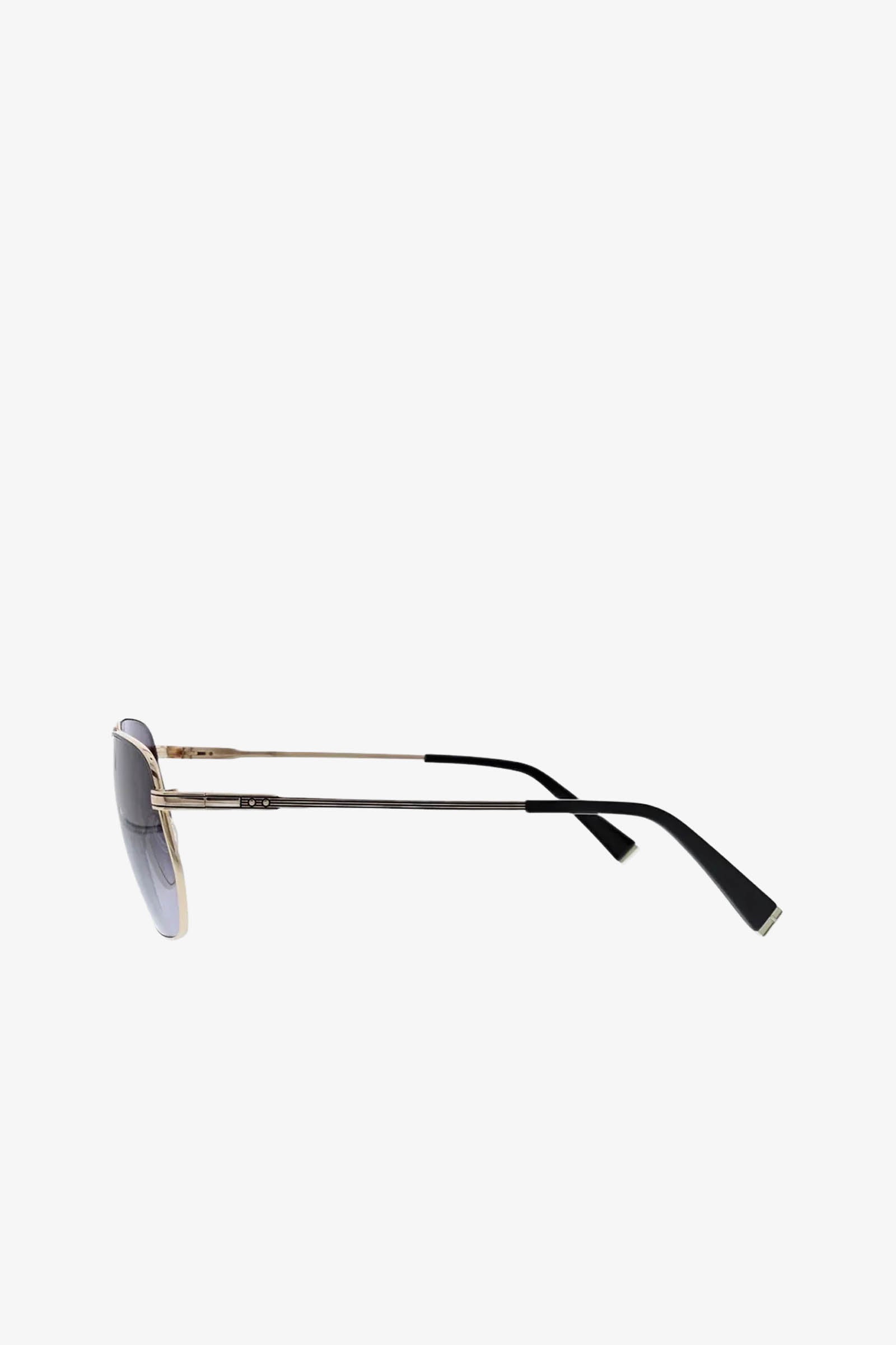 Side view of LaChance Navigator Sunglasses featuring thin gold frames and black arms, set against a plain white background.