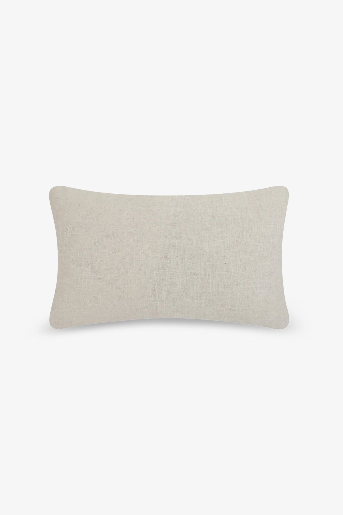 The Amazing Maze Embroidered Lumbar Pillow, featuring a rectangular shape and off-white color with a subtle texture, is displayed on a plain white background.