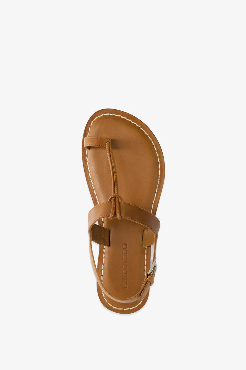 The Maverick 2 Sandal, a brown leather sandal with white stitching, toe loop, and ankle strap, is displayed from a top-down view against a white background.