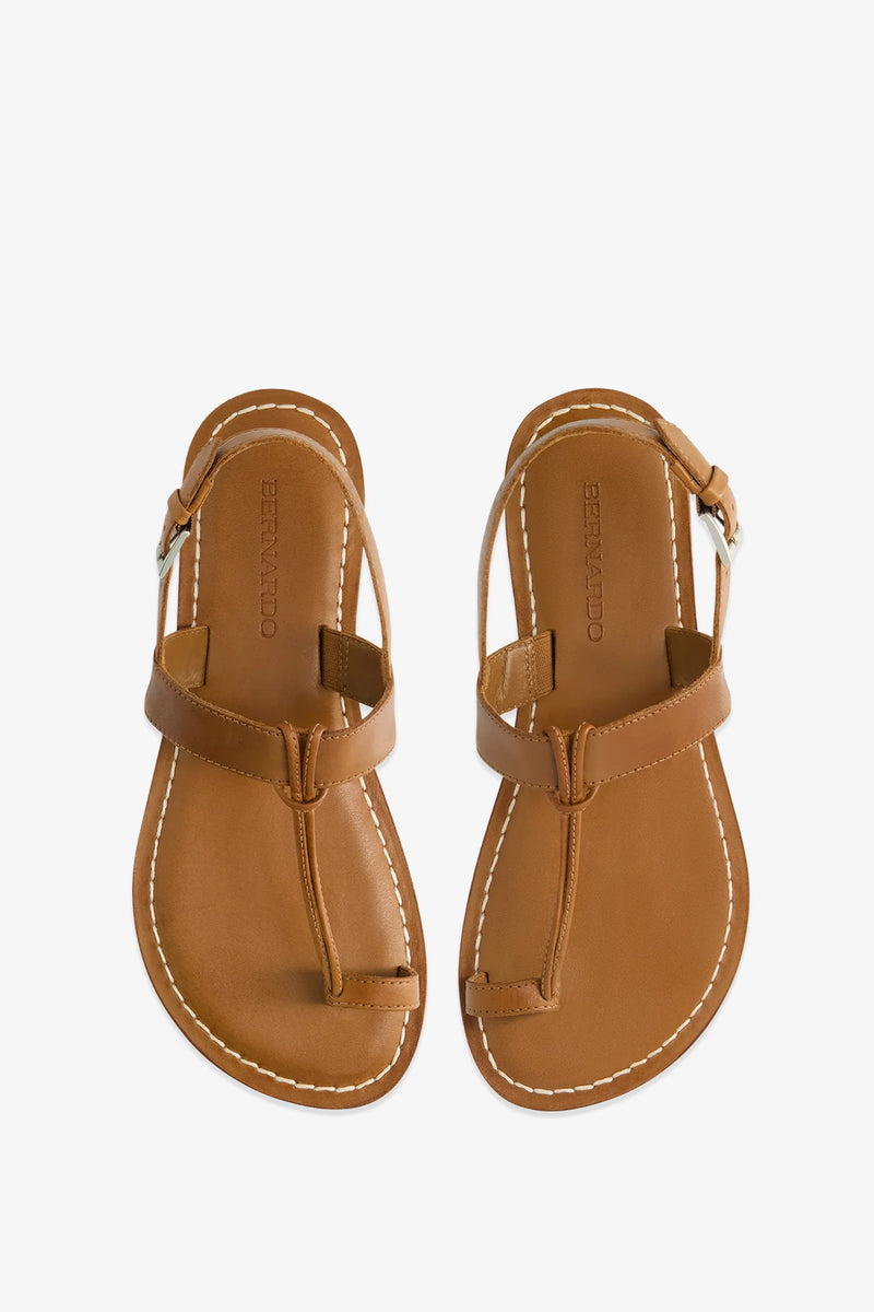 The Maverick 2 Sandal, a pair of brown leather sandals featuring white stitching and a buckle strap, is displayed on a white background.