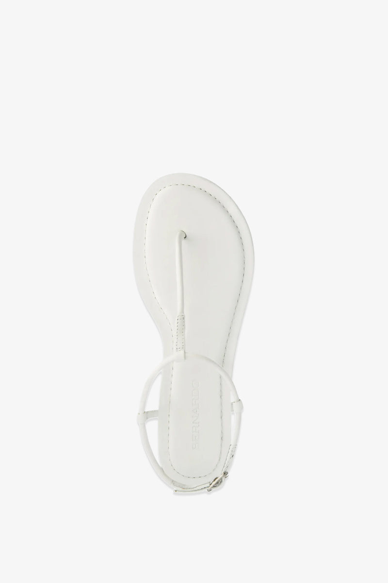 The Hercu Sandal is displayed from an overhead view, showcasing its minimalist white thong design with an ankle strap against a clean white background.