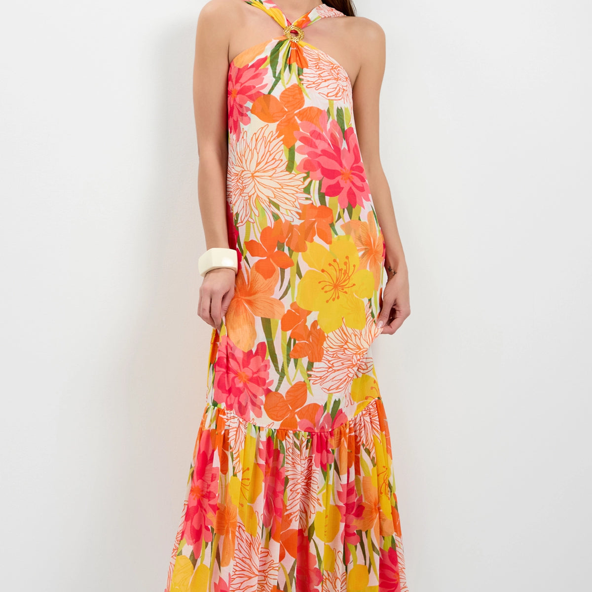 sleeveless floral maxi dress Trina Turk Women's Navigli Sleeveless Maxi Dress in Como size Small