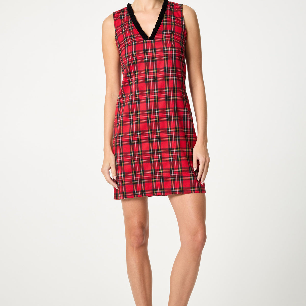red checkered mini dress Revah Tartan Mini Dress