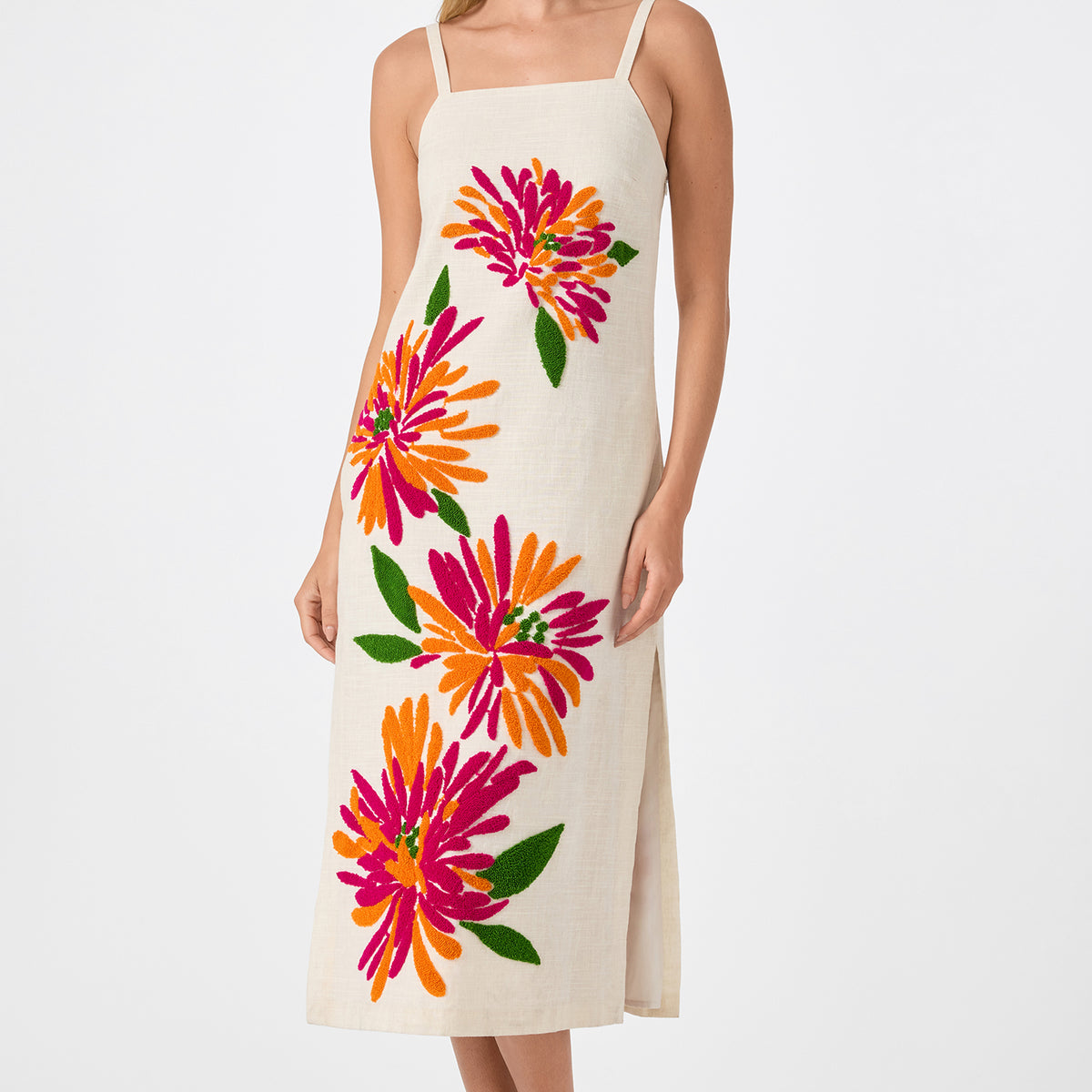 trina turk embroidered dress Yona Embroidered Flowers Midi Dress