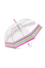 TRINA TURK PINK SOLE STRIPE CLEAR BUBBLE UMBRELLA in TRINA TURK PINK SOLE STRIPE CLEAR BUBBLE UMBRELLA additional image 3