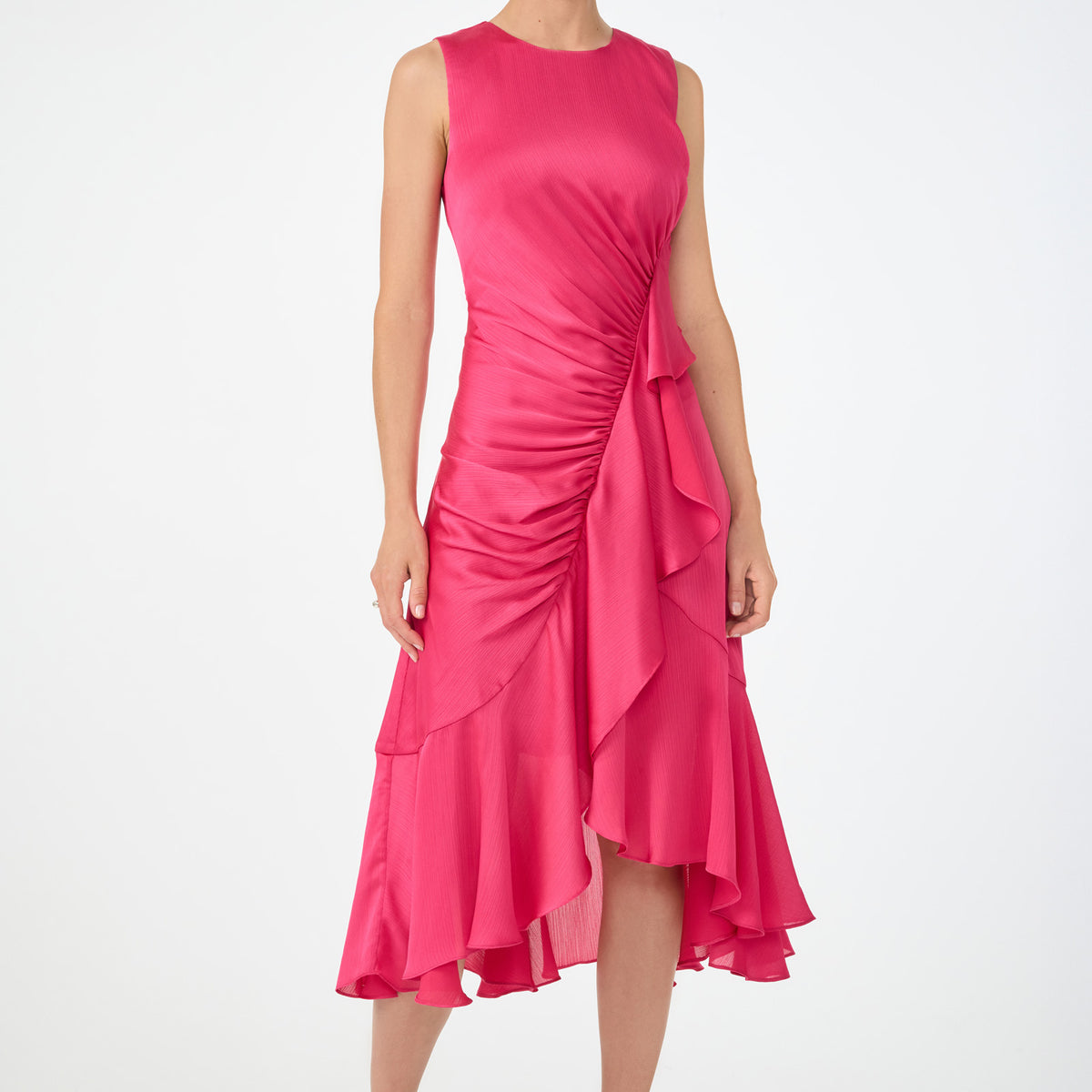 Trina Turk Women's Amara Ruffle Dress in Forrest Rose Size 10