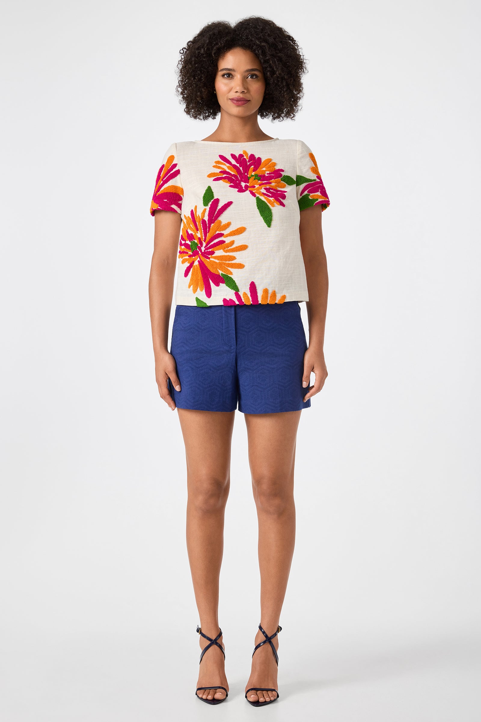 Siona Embroidered Flowers Top