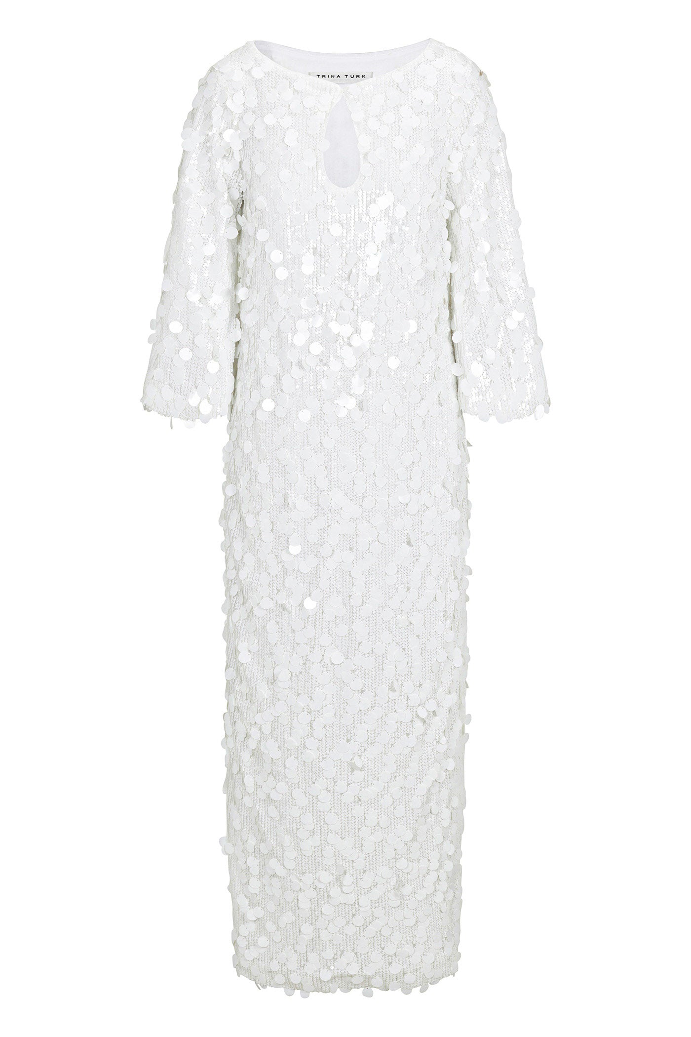Singles 3/4-Sleeve Keyhole Maxi Dress