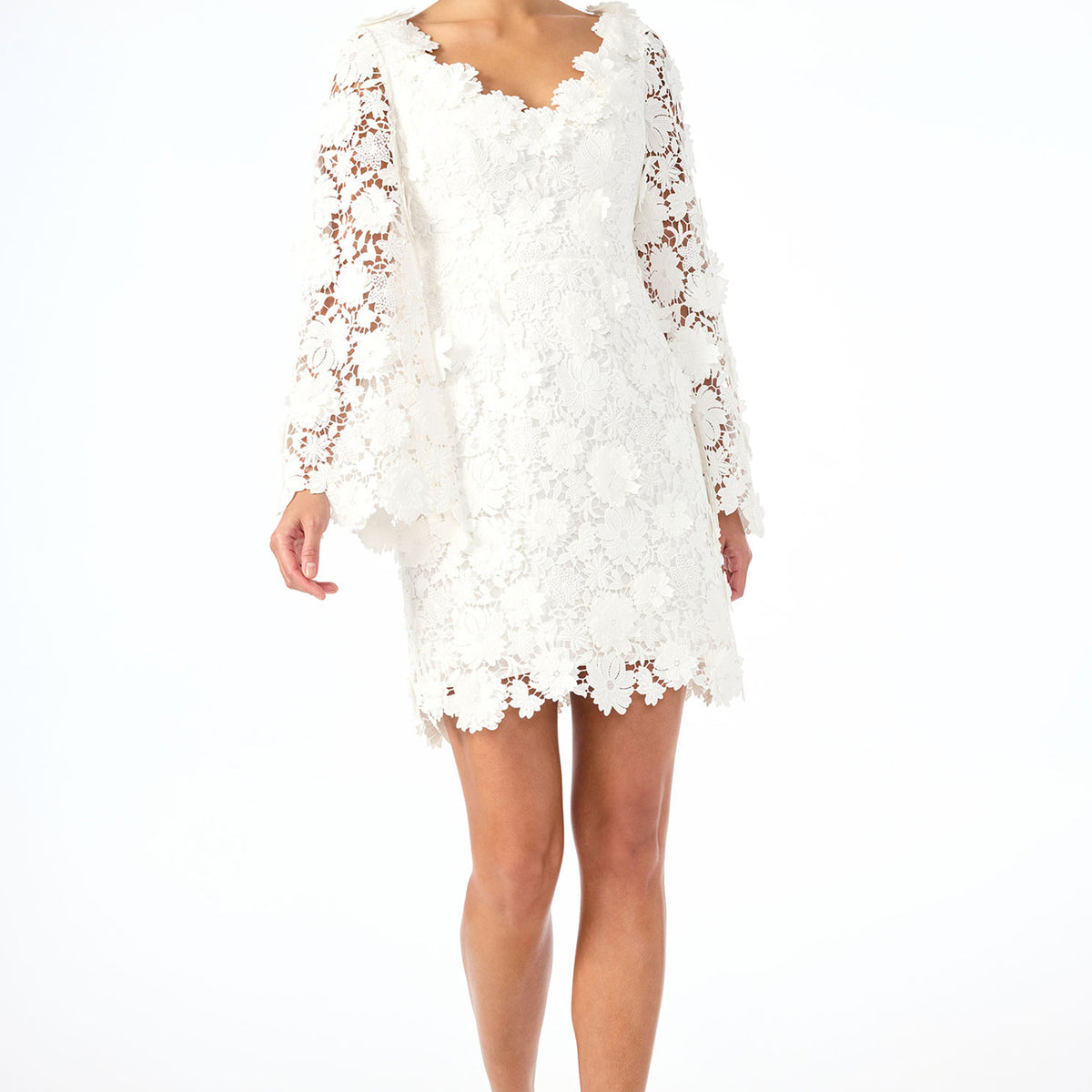 Trina Turk Women's Ariah Long-Sleeve Dress - Love All Lace in Whitewash size 2 Trina Turk Women's Ariah Long-Sleeve Dress - Love All Lace in Whitewash size 2