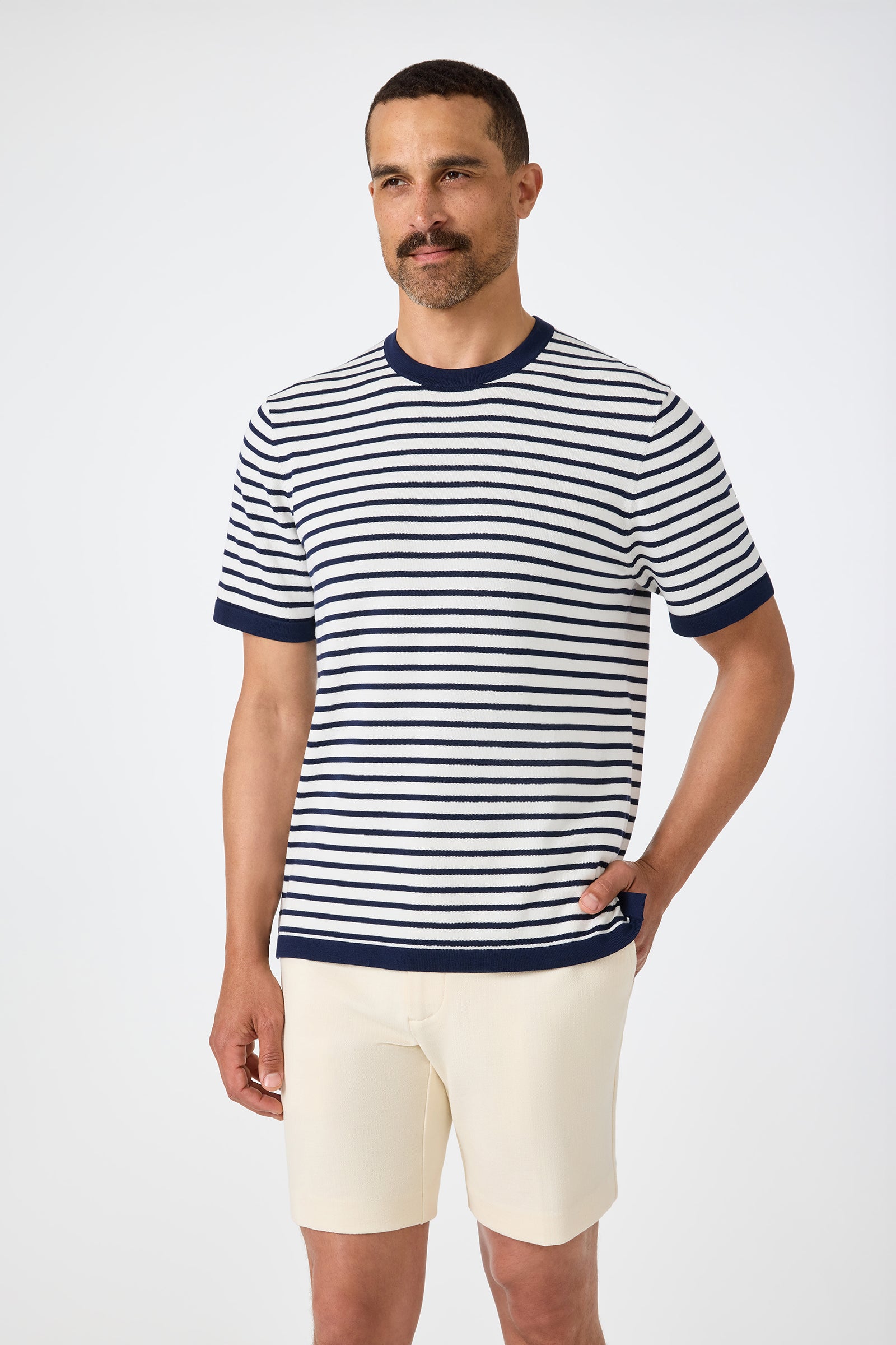 Giovanni Stripe Short-Sleeve Pullover