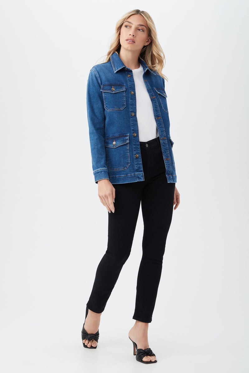 AG MAE DENIM SAFARI JACKET in INDIGO additional image 3