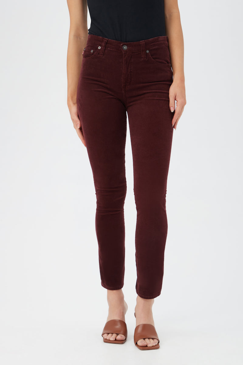 AG MARI HIGH-RISE SLIM STRAIGHT CORDUROY PANT in PLUM