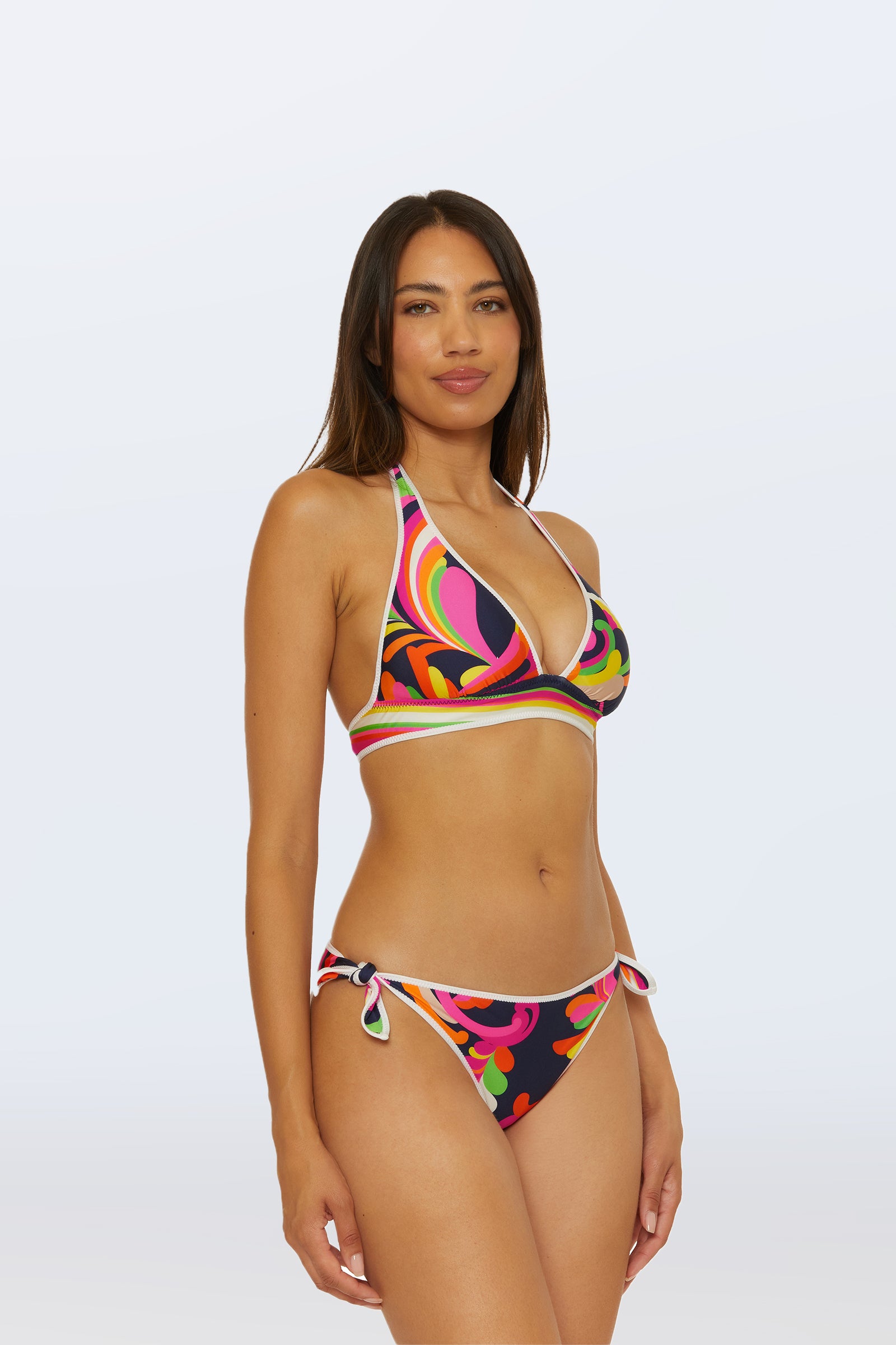Reversible Halter Swim Top - Splash Stripe