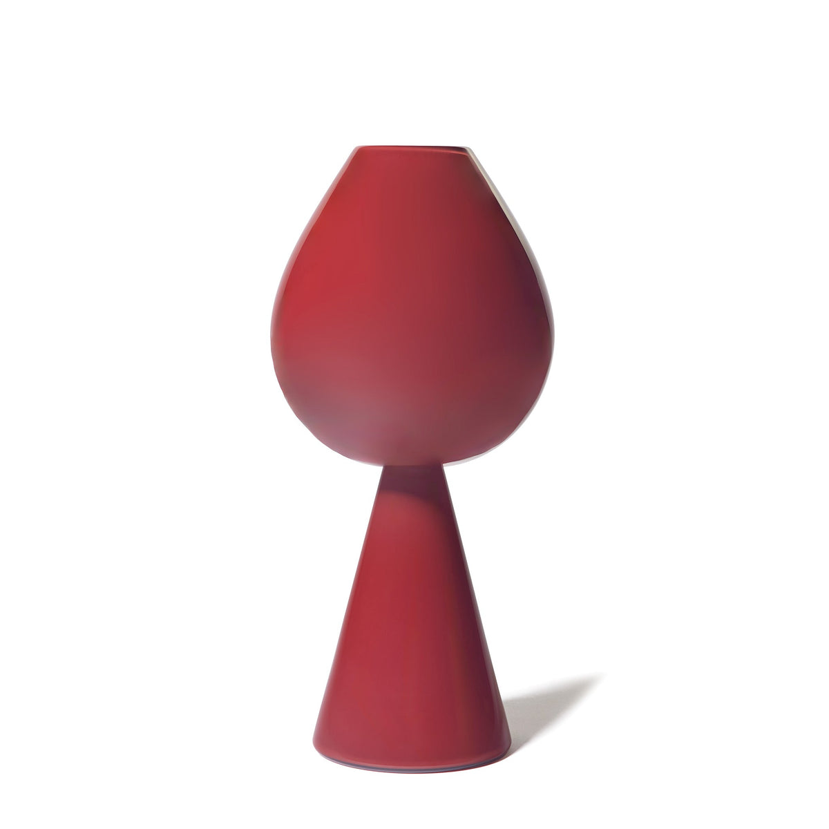 The Fiorelli Tulip is a modern, matte sienna vase featuring a rounded top and a cone-shaped base, displayed against a white background with a slight shadow.