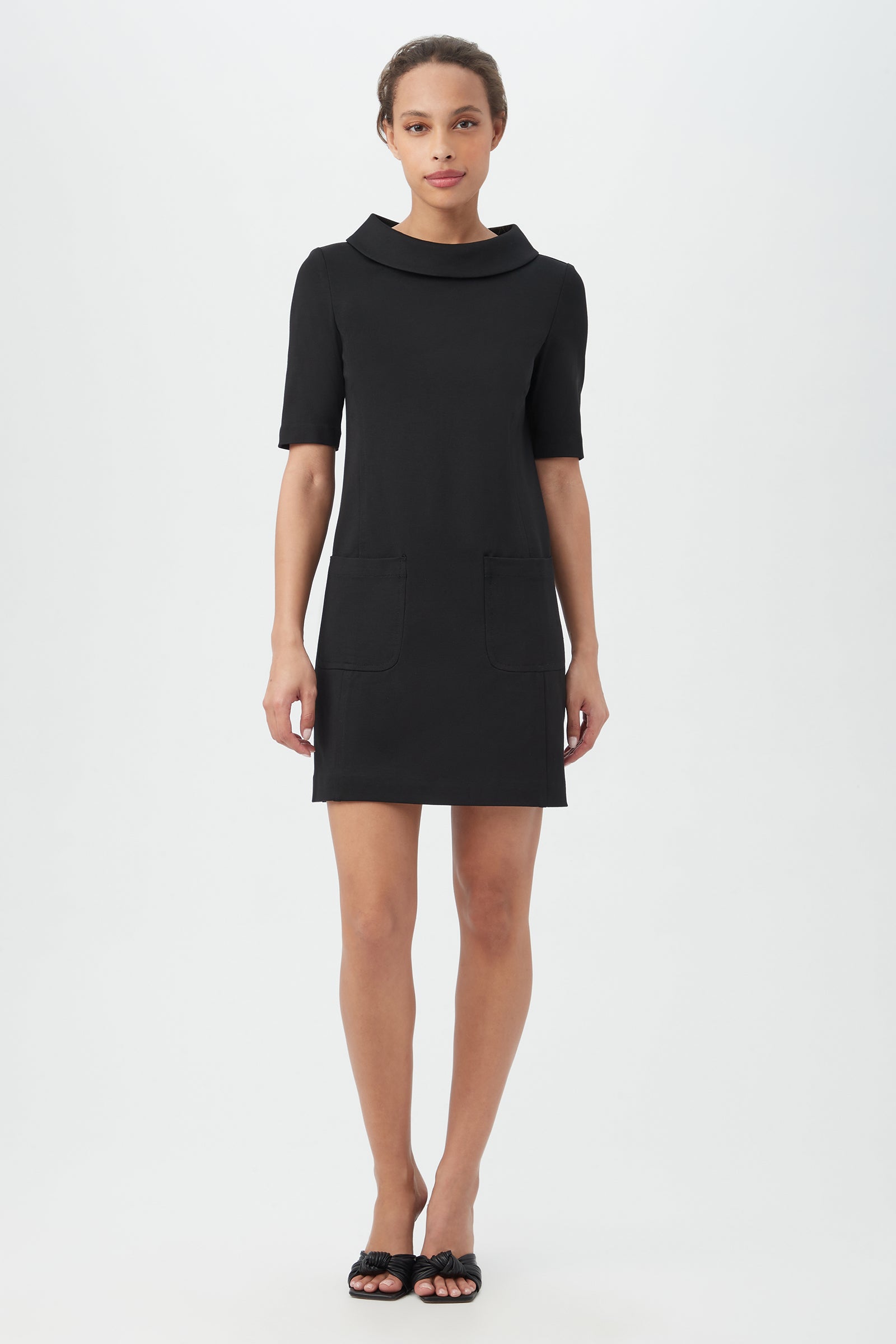 Maleko 2 Short-Sleeve Shift Dress With Folded Collar - decent-life
