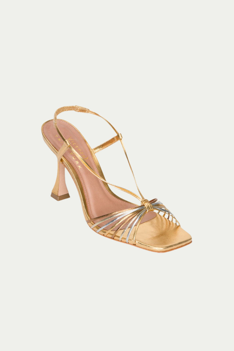 CRISTAL STRAPPY HEELED SANDAL in METALLIC additional image 1