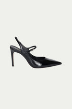 VERNIZ PATENT SLINGBACK PUMP in BLACK