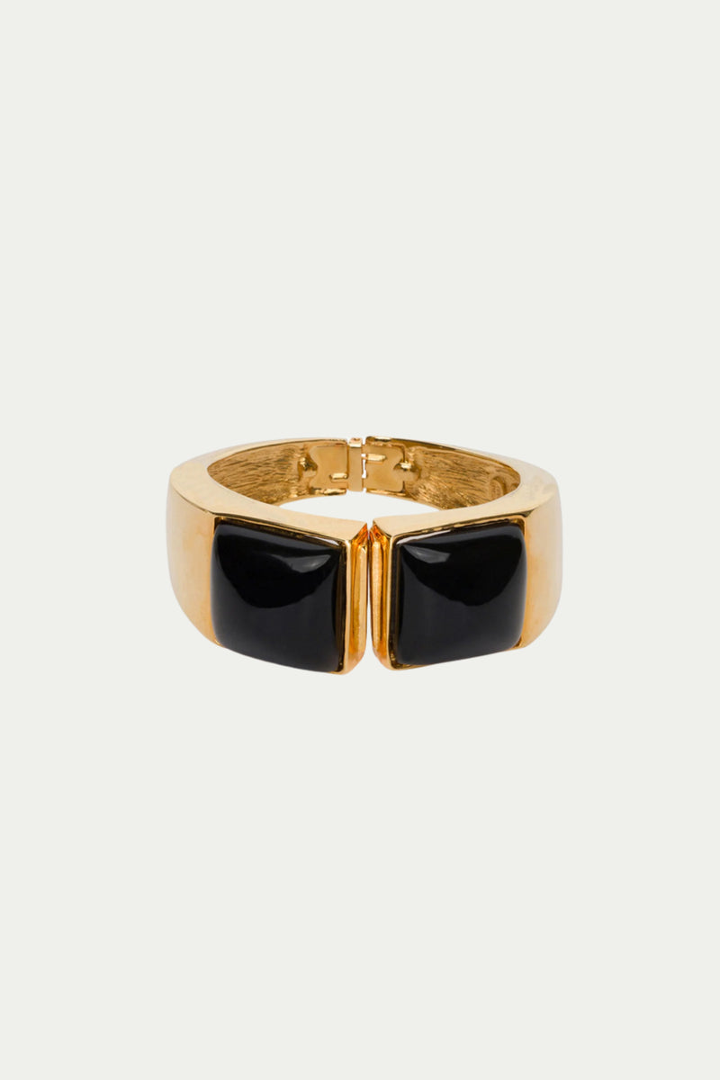 KJL BLACK SQUARE CABACHON CUFF in BLACK/GOLD