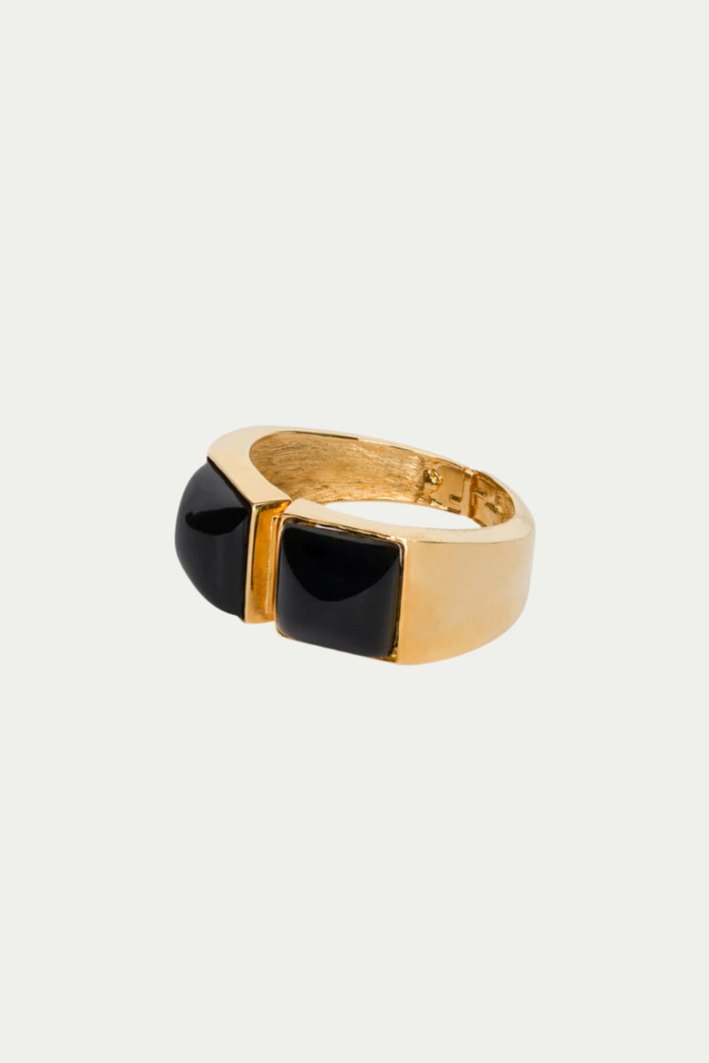 KJL BLACK SQUARE CABACHON CUFF in BLACK/GOLD additional image 2