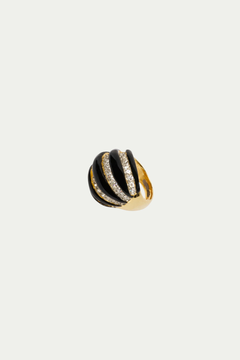 KJL ENAMEL RIB DOMED RING in BLACK additional image 2