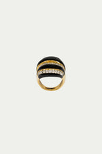 KJL ENAMEL RIB DOMED RING in BLACK