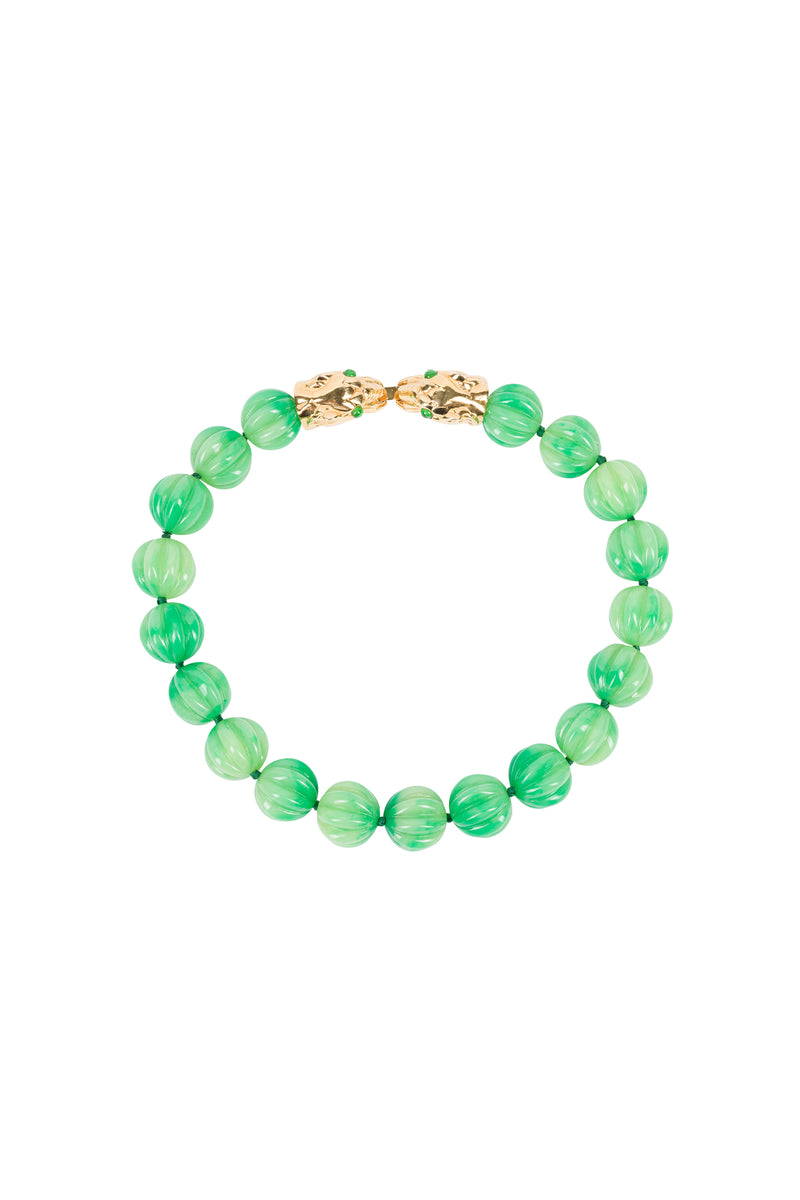 KJL JADE BEAD LION HEAD NECKLACE in JADE