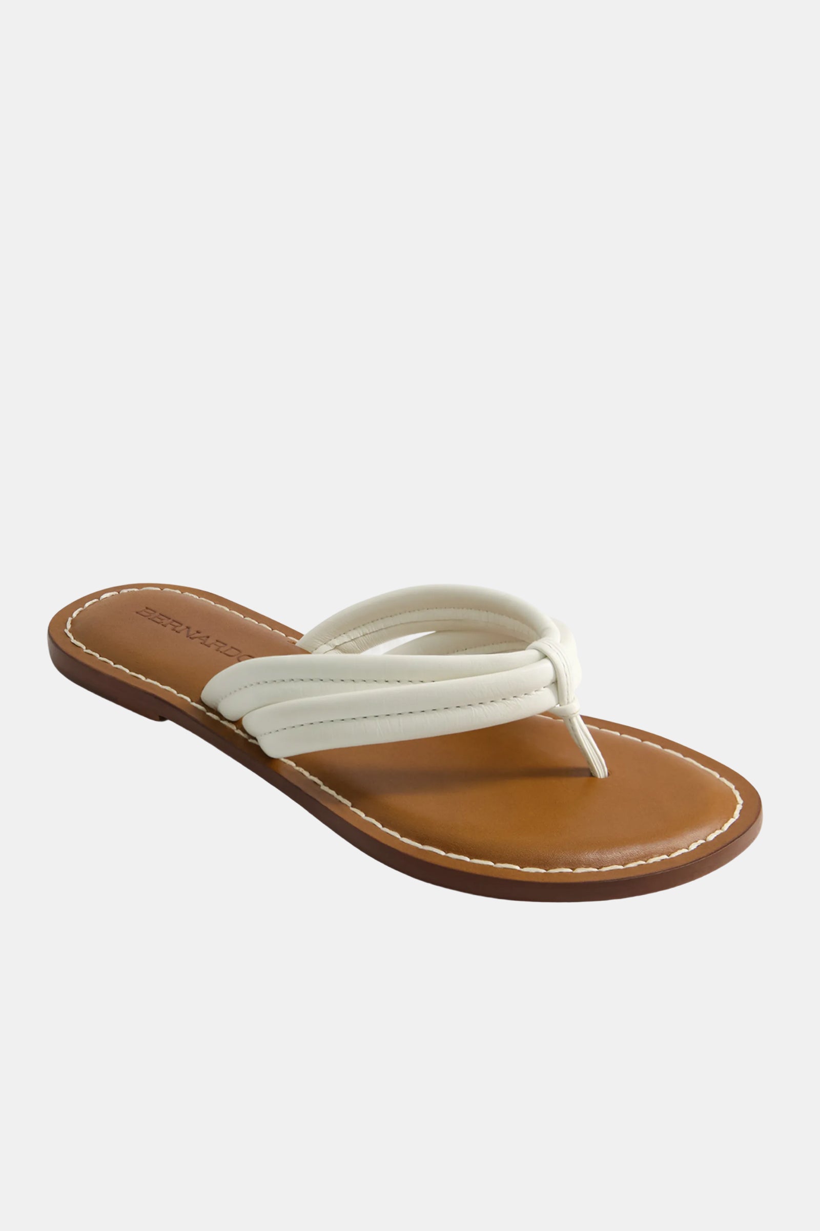 A single Miami Sandal in brown, featuring white padded double straps and visible white stitching on the sole, displayed on a plain white background.