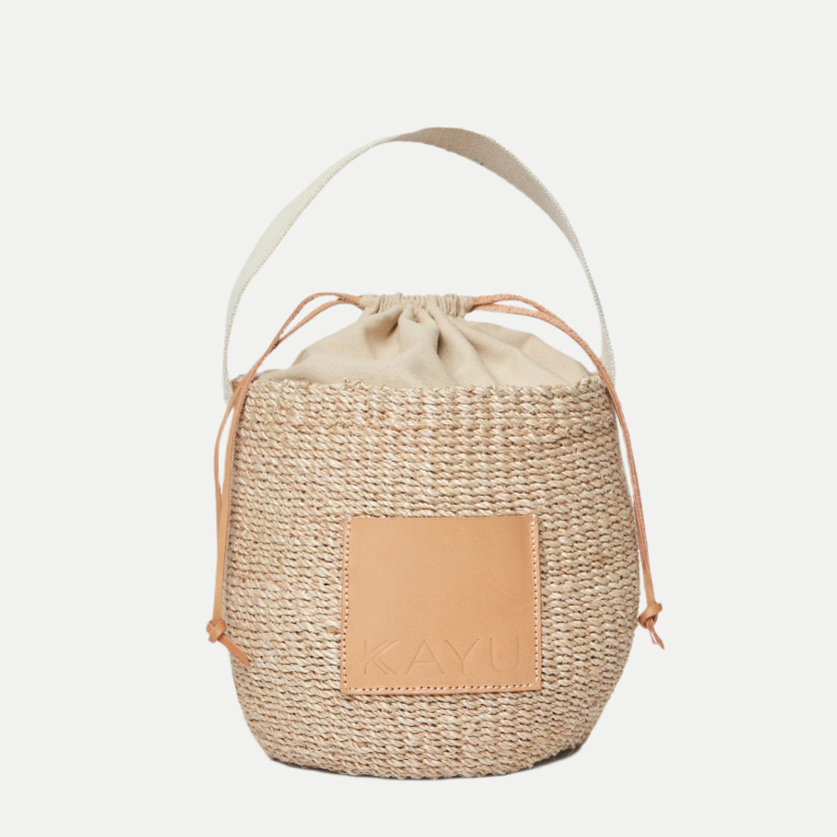 Mila Straw Bucket Bag with Drawstring Closure