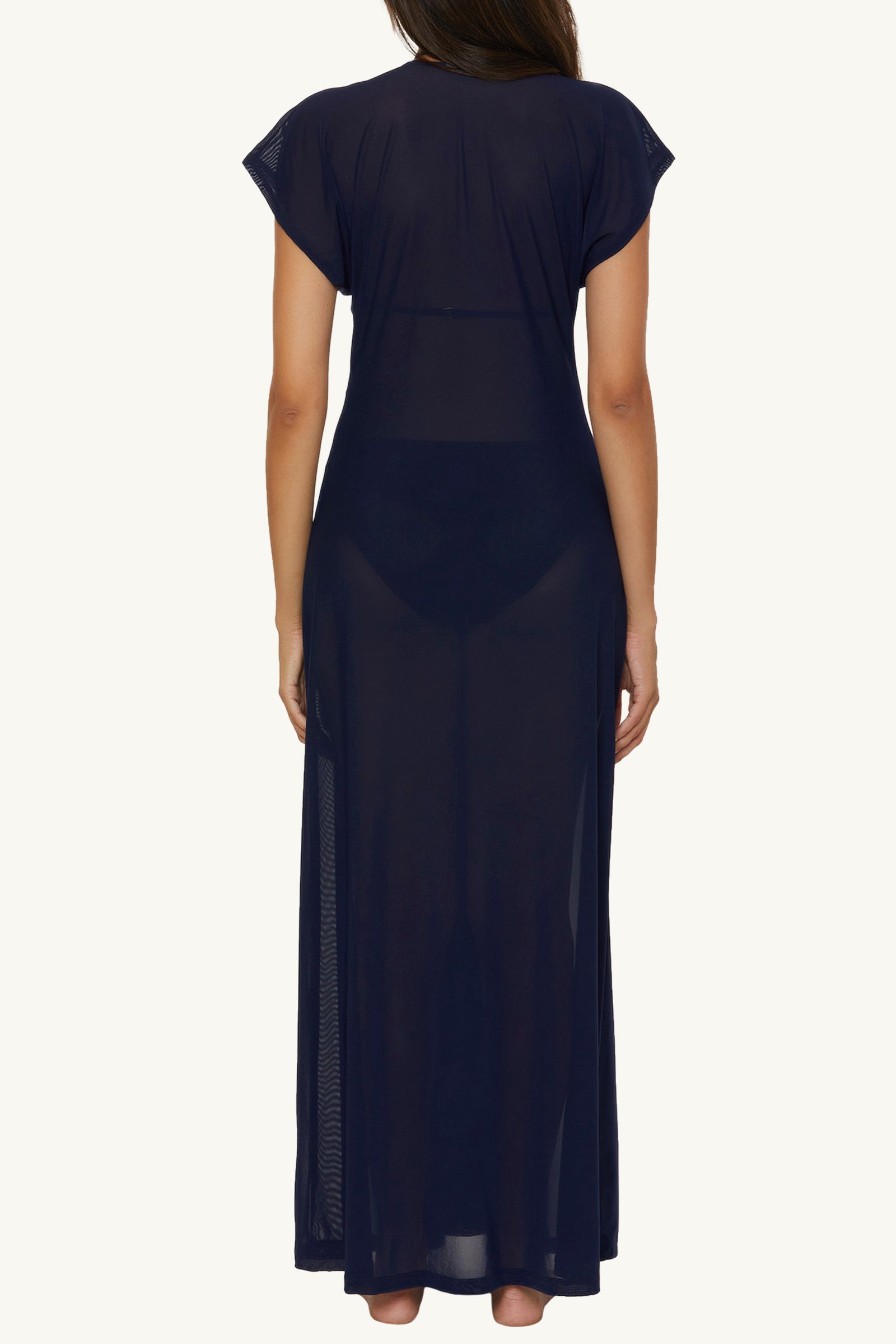 Mesh Tie-Front Maxi Dress Cover-Up - Monaco