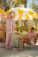 PINEAPPLE STRIPE MENS SHORT PJ SET in MULTI additional image 1