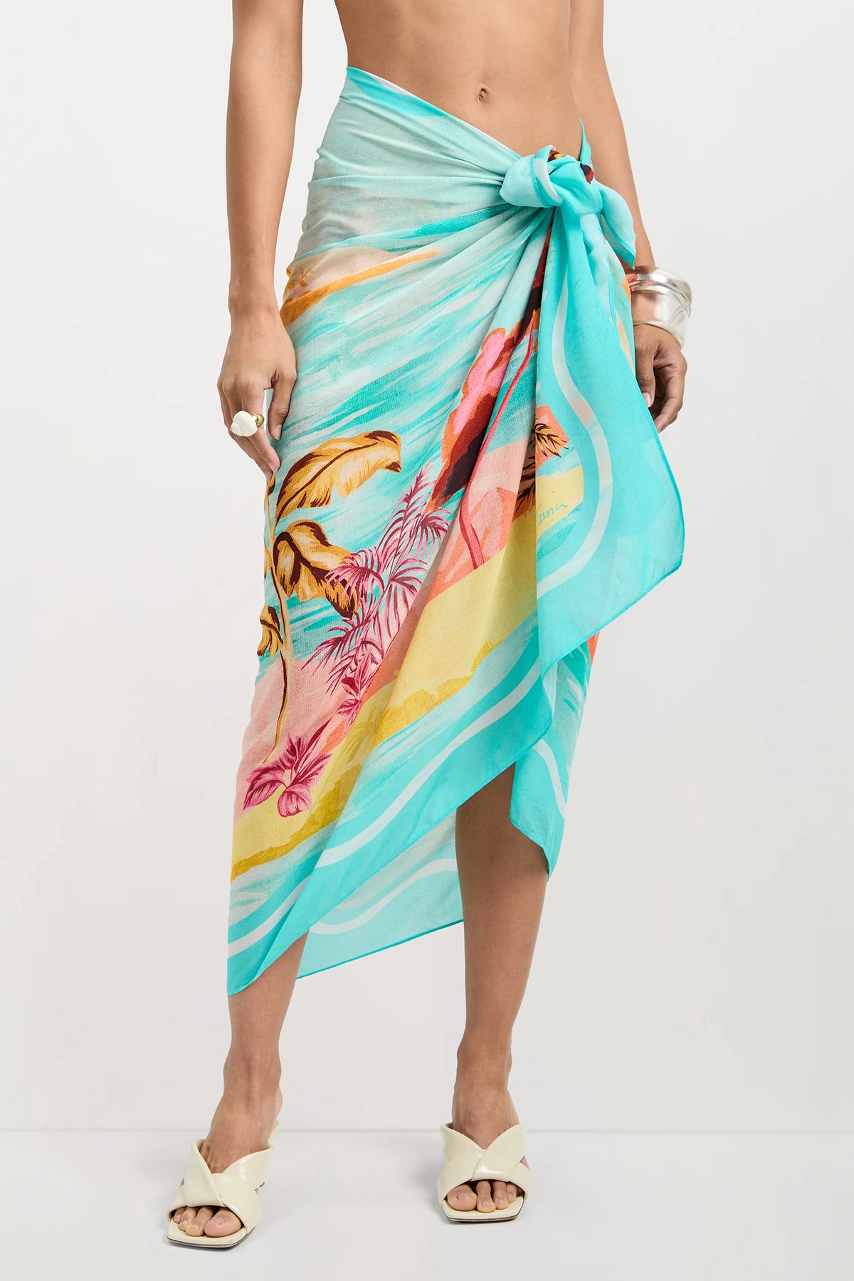 Of course! Please provide the keywords you'd like me to use for the Pareo Swim Cover-Up - Cyclades.