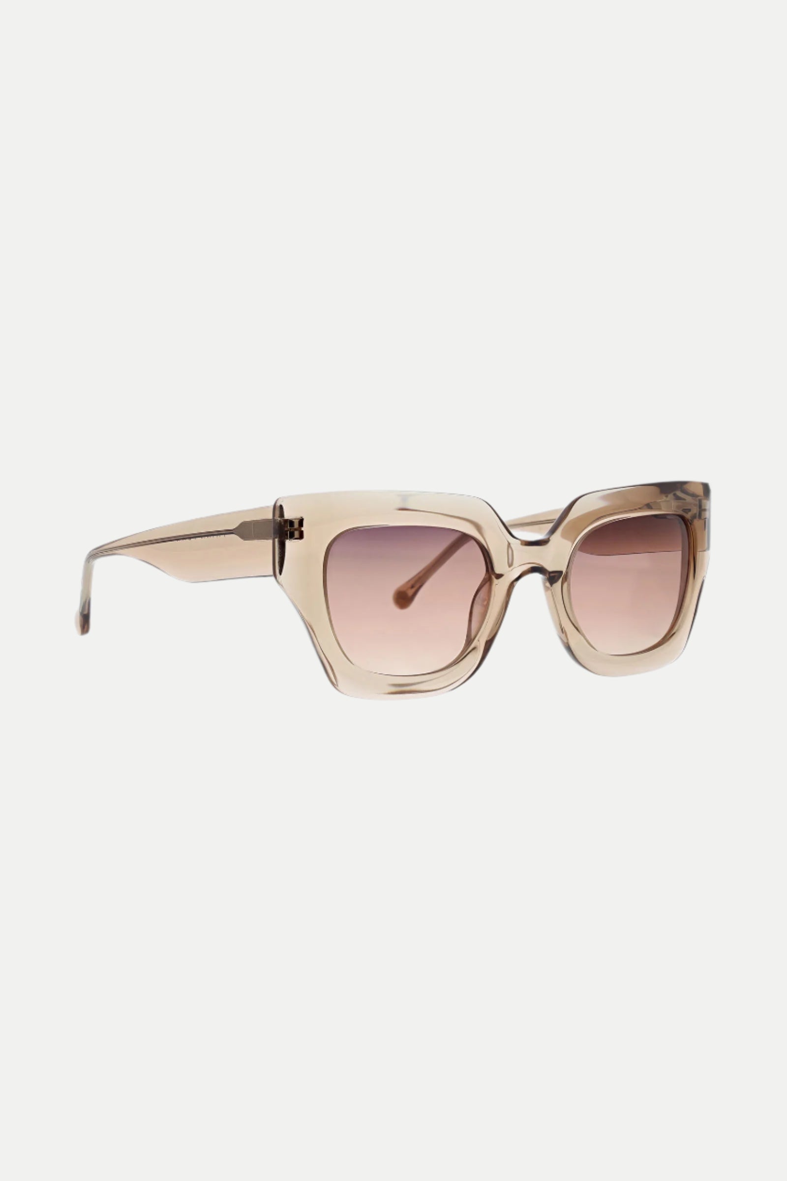 Sol Wide Frame Square Acetate Sunglasses feature beige thick frames and gradient brown-tinted lenses, displayed on a white background.