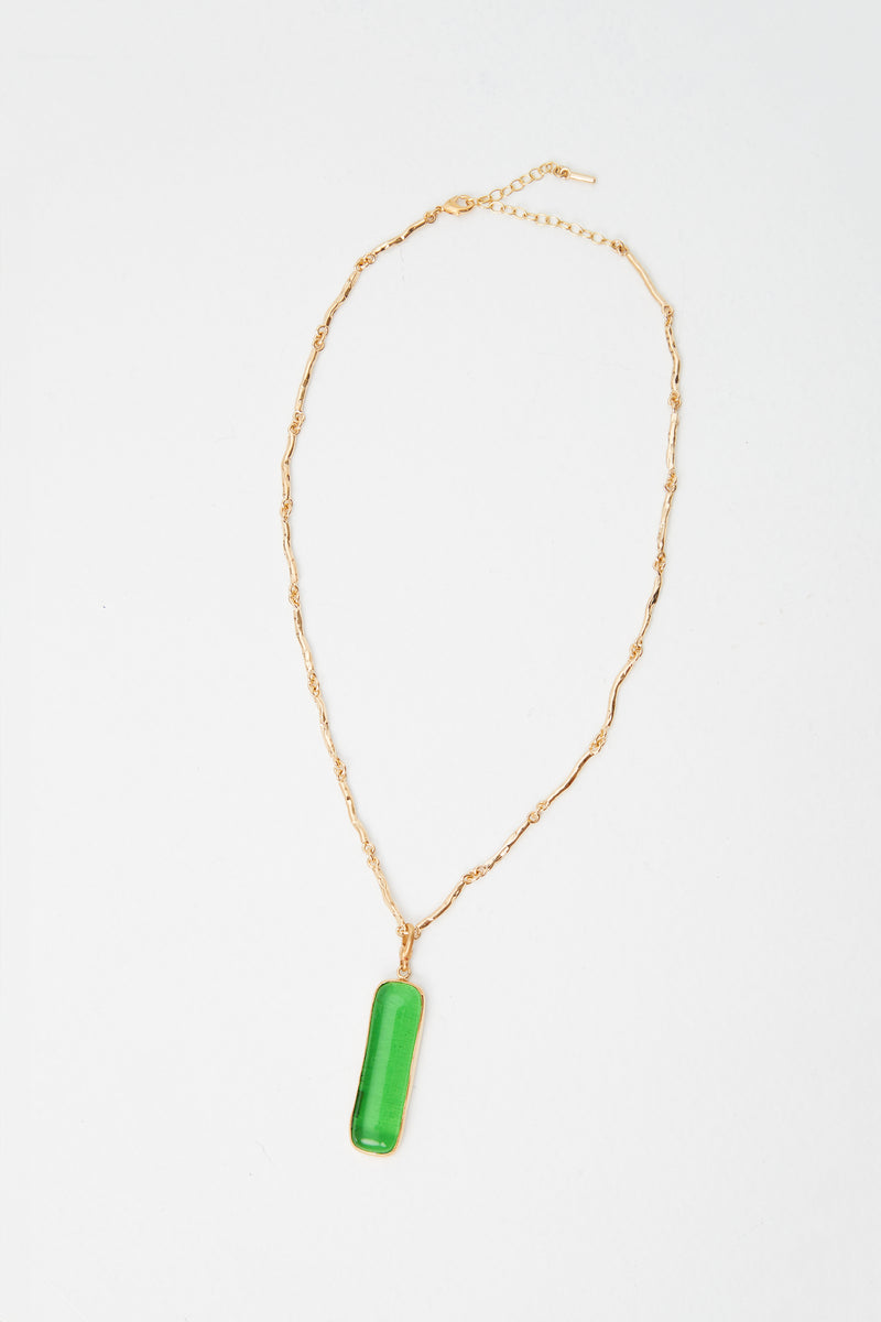 SOKO UMBO RECTANGLE NECKLACE in GOLD/GREEN