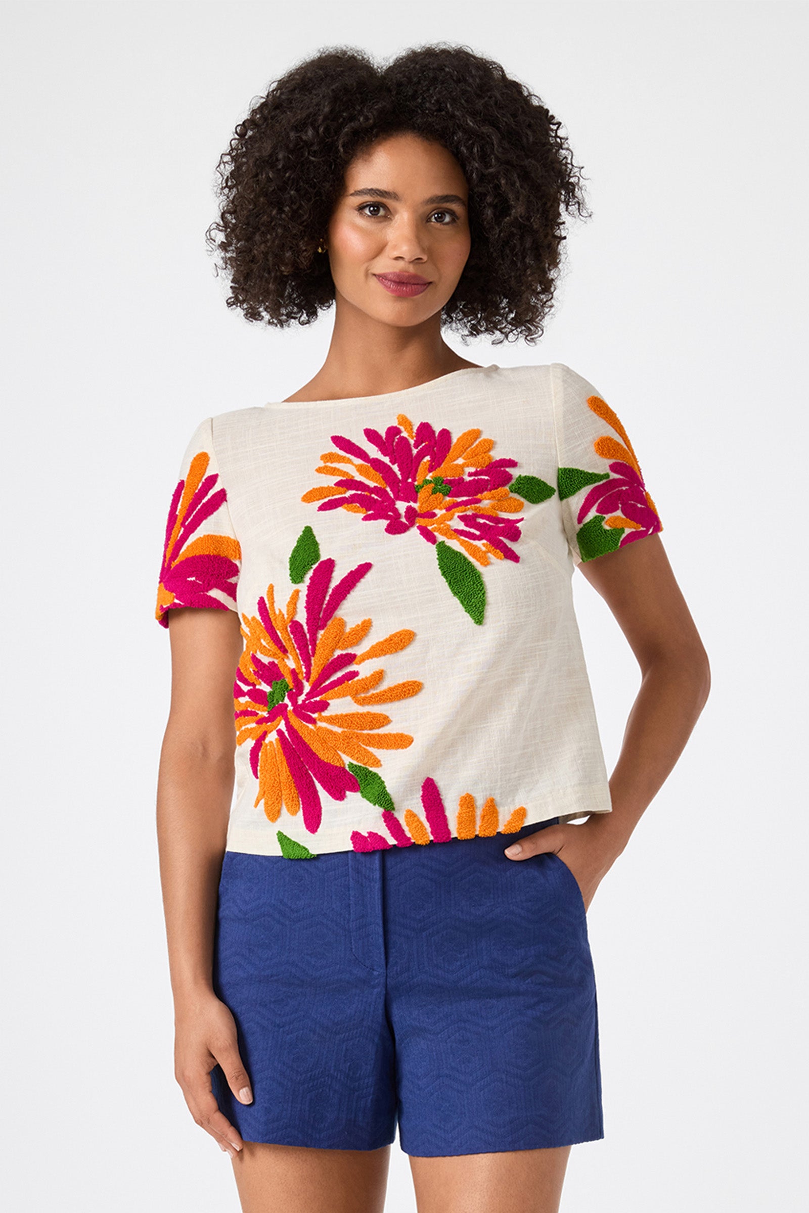 Siona Embroidered Flowers Top