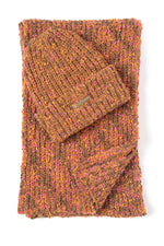 TT BROWN/PINK SPECKLED KNIT BEANIE AND SCARF SET in BROWN/PINK additional image 1