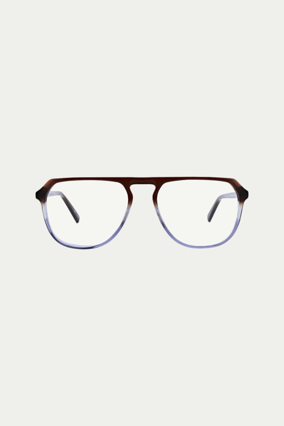 The Alvaro Optical Eyewear features a rectangular frame in indigo acetate, fading to clear at the bottom, with black temple arms and prescription lenses, displayed against a plain white background.
