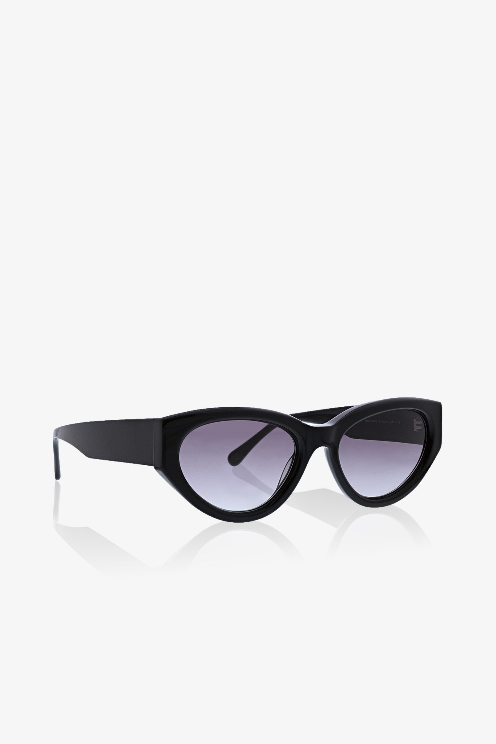 Boulders Sunglass featuring black cat-eye thick frames and dark tinted lenses, displayed on a white background.