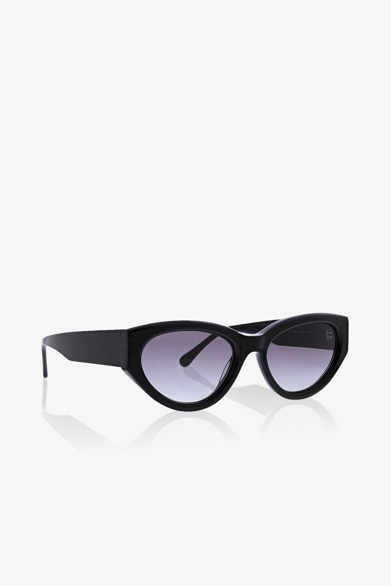 Boulders Sunglass featuring black cat-eye thick frames and dark tinted lenses, displayed on a white background.