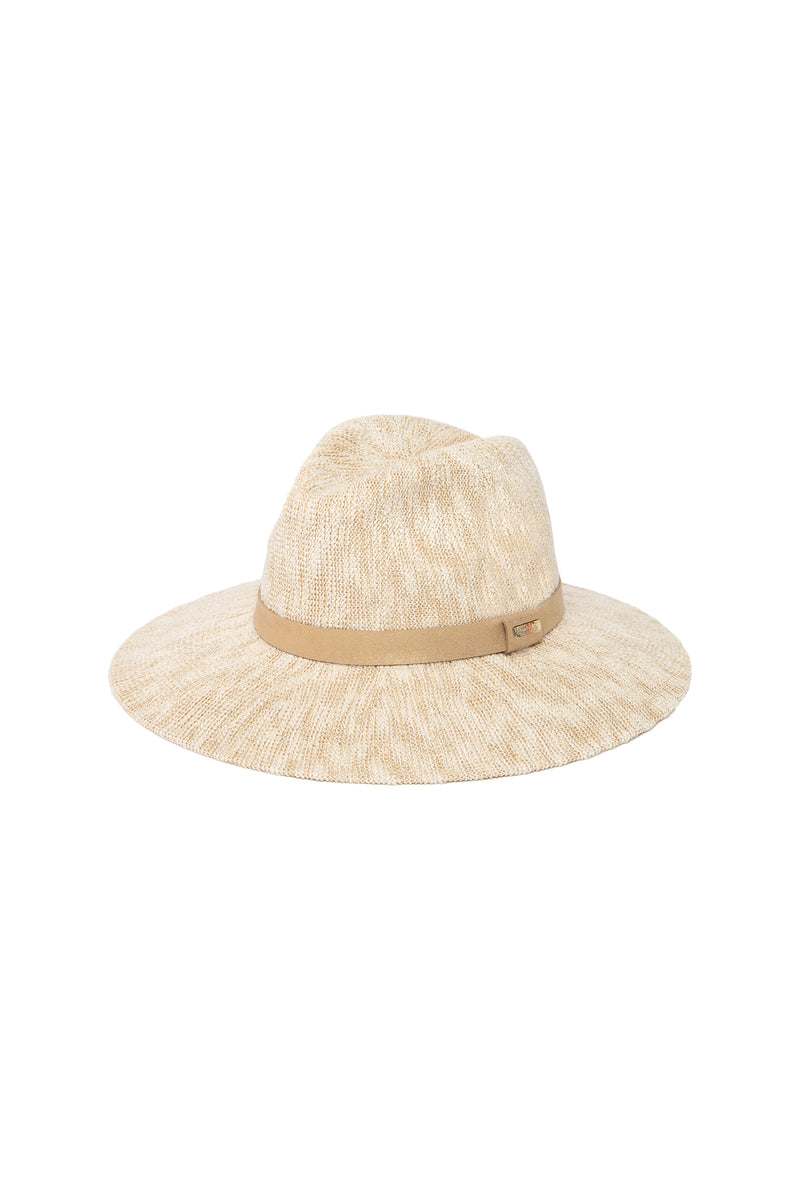 TT PACKABLE BEIGE/CREAM KNIT FEDORA HAT in CHAMPAGNE additional image 1