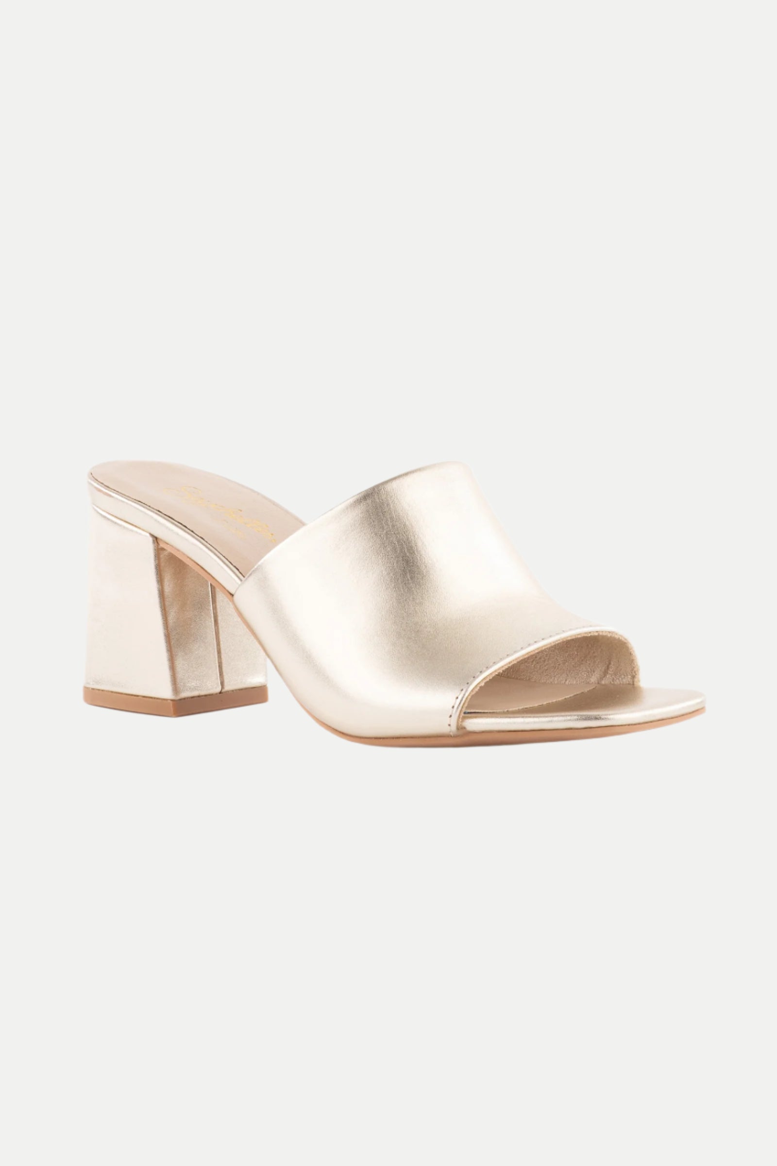 Adapt Metallic Leather Heeled Mule Sandal