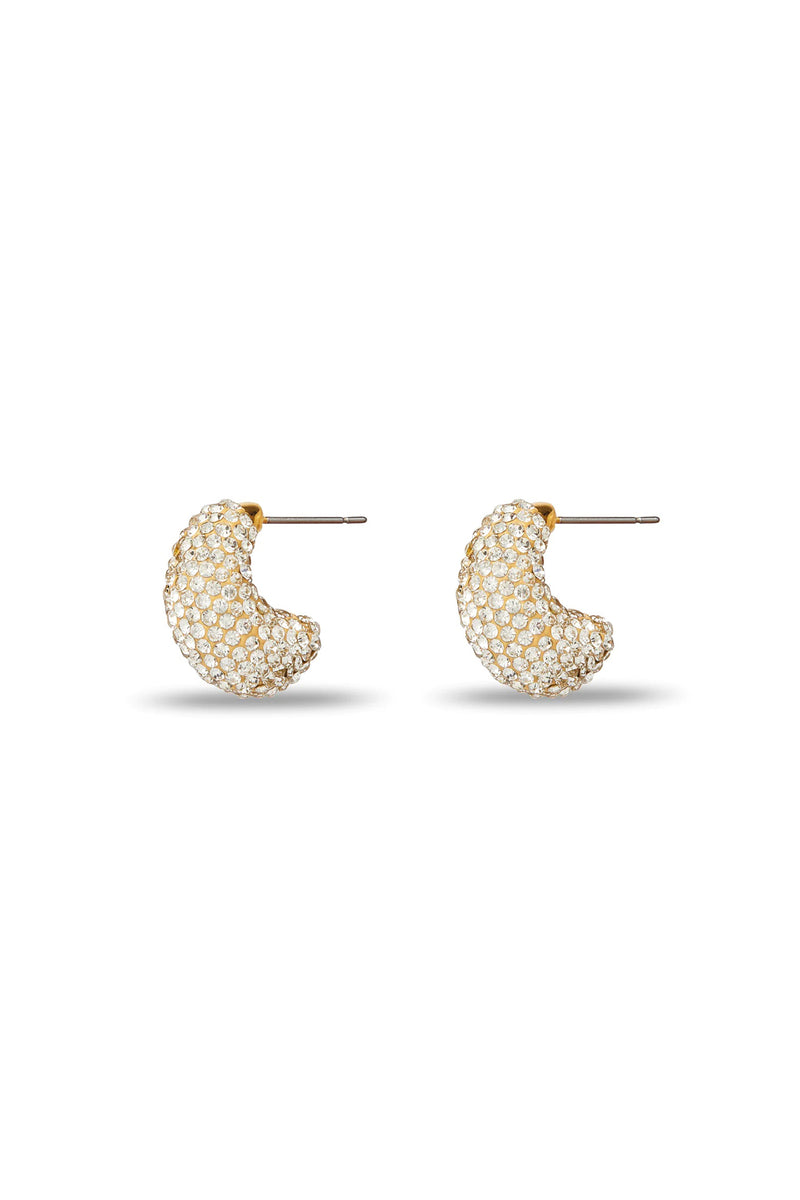 PAVE DOME MINI HOOP EARRING in CLEAR WHITE