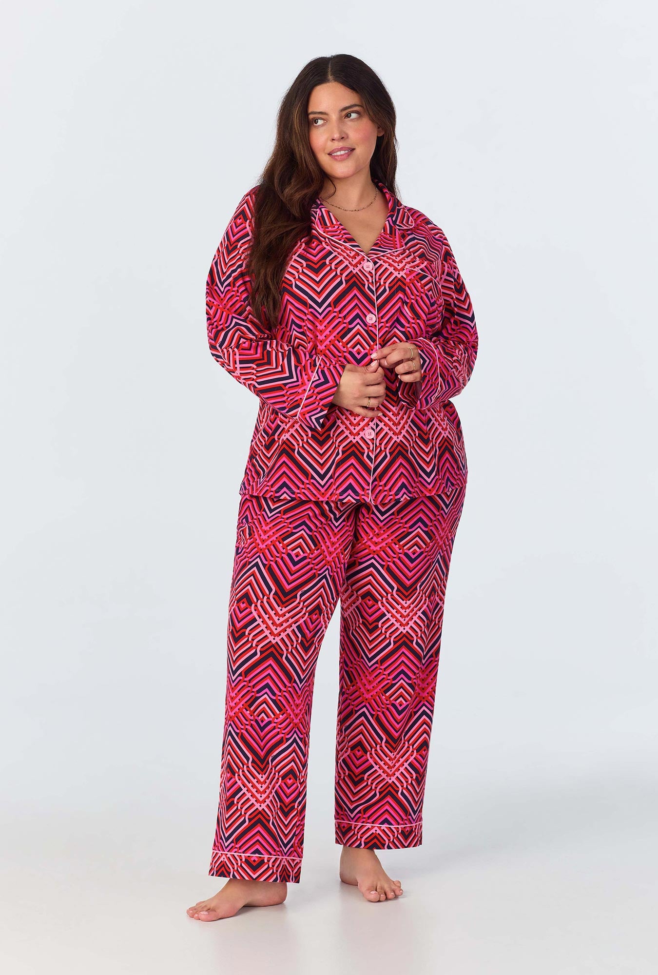 Geo Trellis Women's Long-Sleeve Long Pant Jersey PJ Set